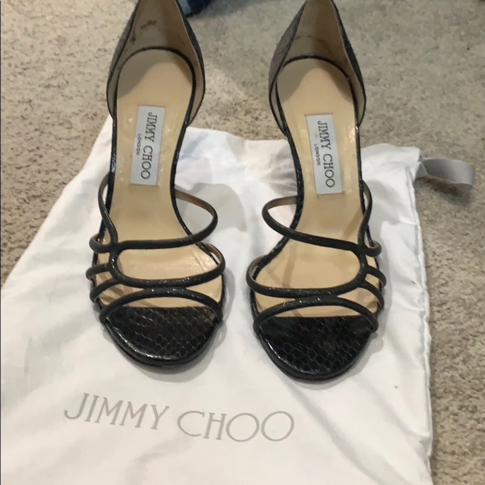 Jimmy Choo Black strapping heels